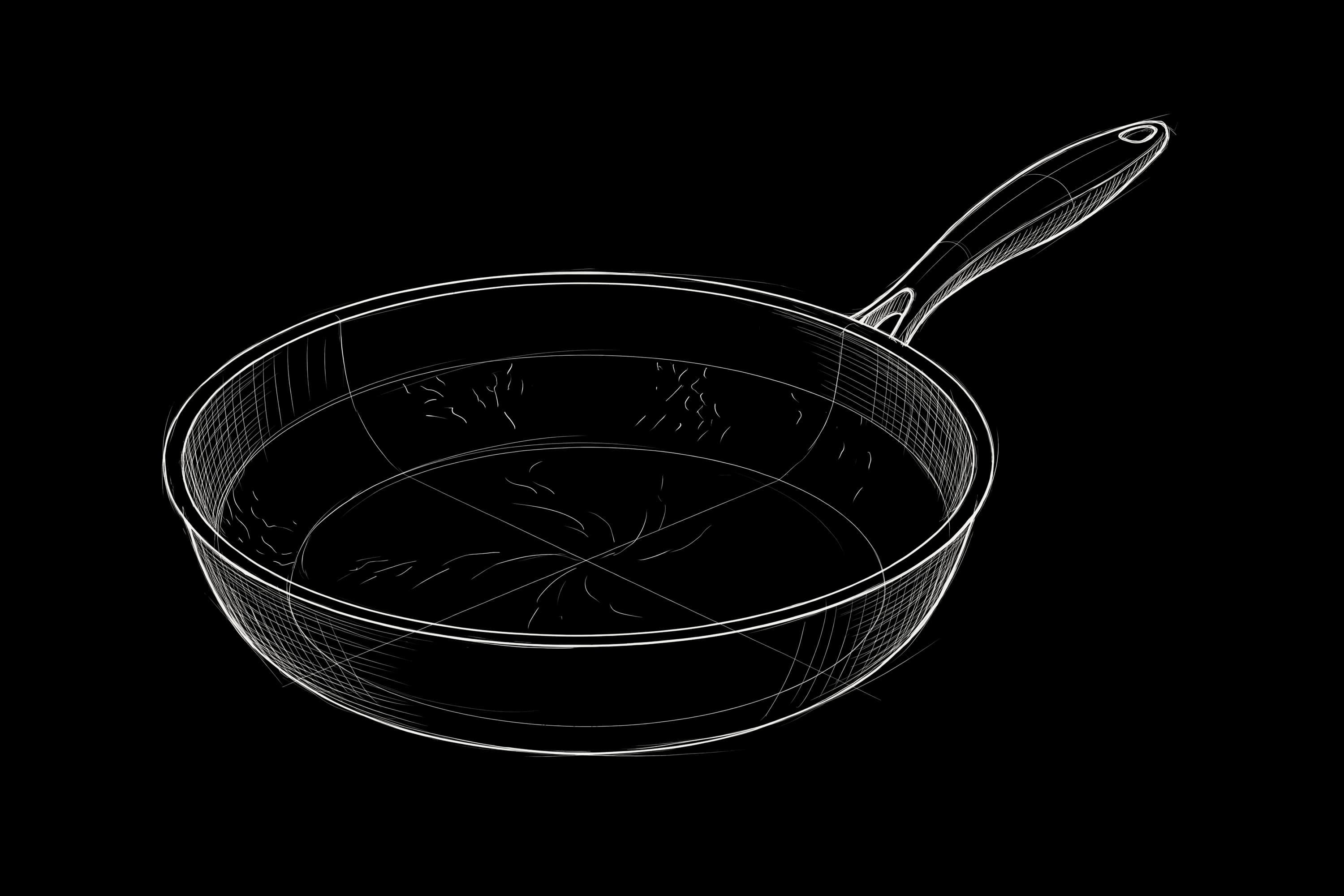 Sketch of the titanium pan with numbered details