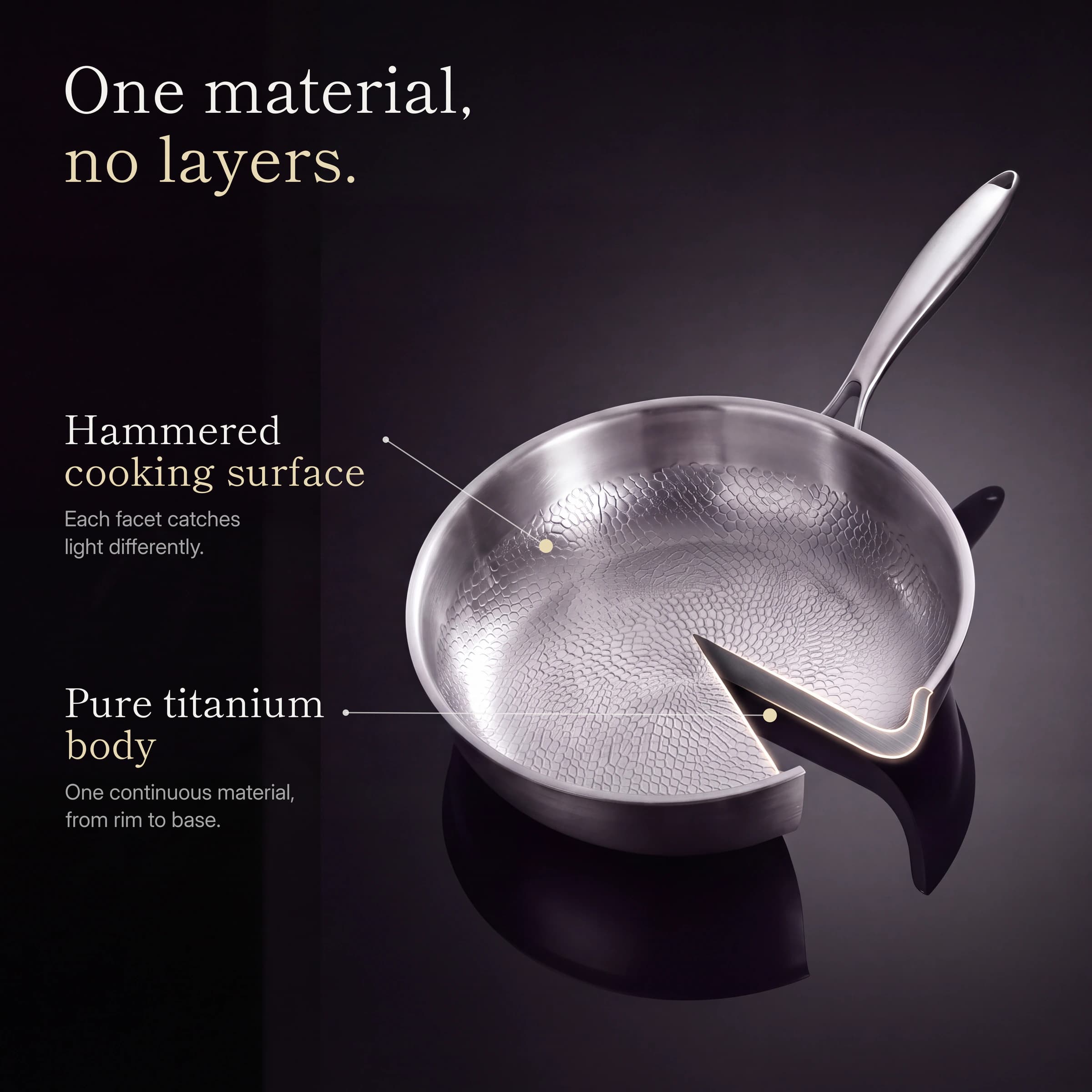 One material, no layers: cutaway of the pure titanium body