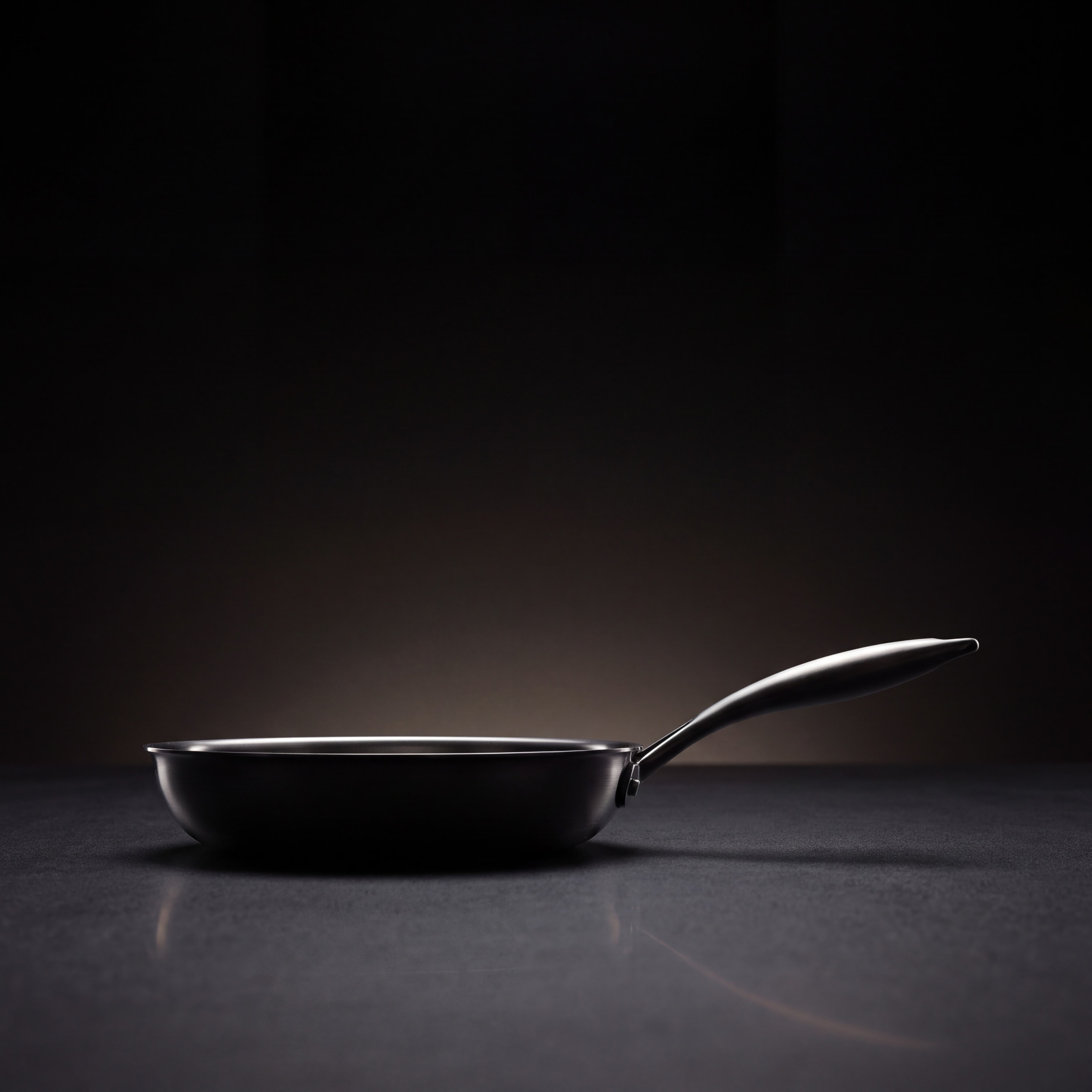 Side profile of the titanium pan on a dark surface